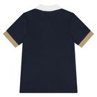 Younger Boys Navy Blue Logo Polo Shirt, 2, hi-res