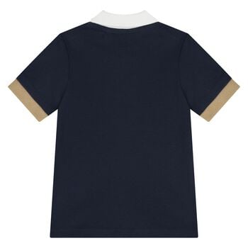 Younger Boys Navy Blue Logo Polo Shirt