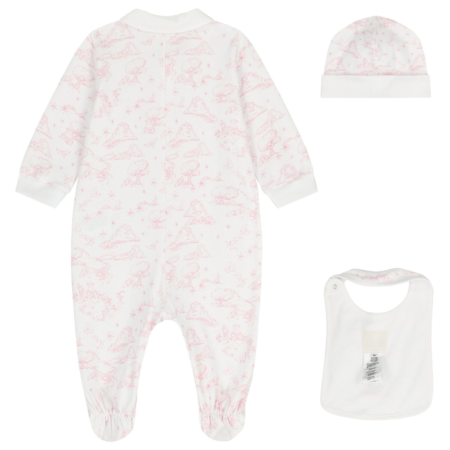 Baby Girls White & Pink Toile de Jouy Babygrow Gift Set, 1, hi-res