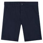 Boys Navy Blue Chino Shorts, 3, hi-res