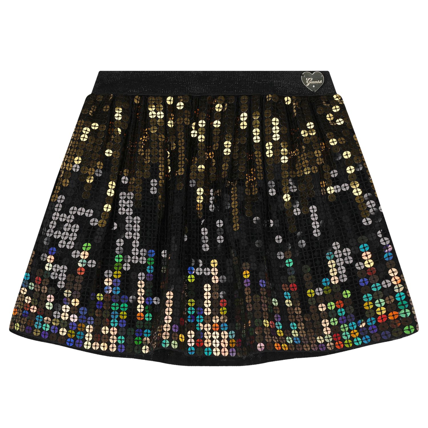 Girls Black Tulle & Gold Sequins Skirt, 1, hi-res image number null