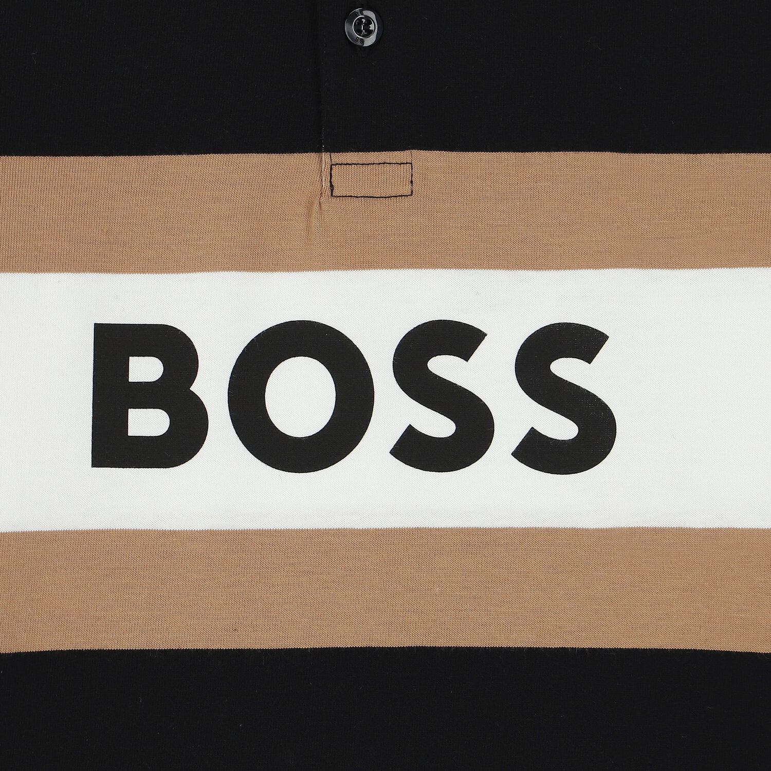 Boys Black, Beige & White Logo Polo Shirt, 1, hi-res