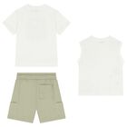 طقم شورت لركوب الأمواج للأولاد باللونين الأبيض والأخضر, 1, hi-res