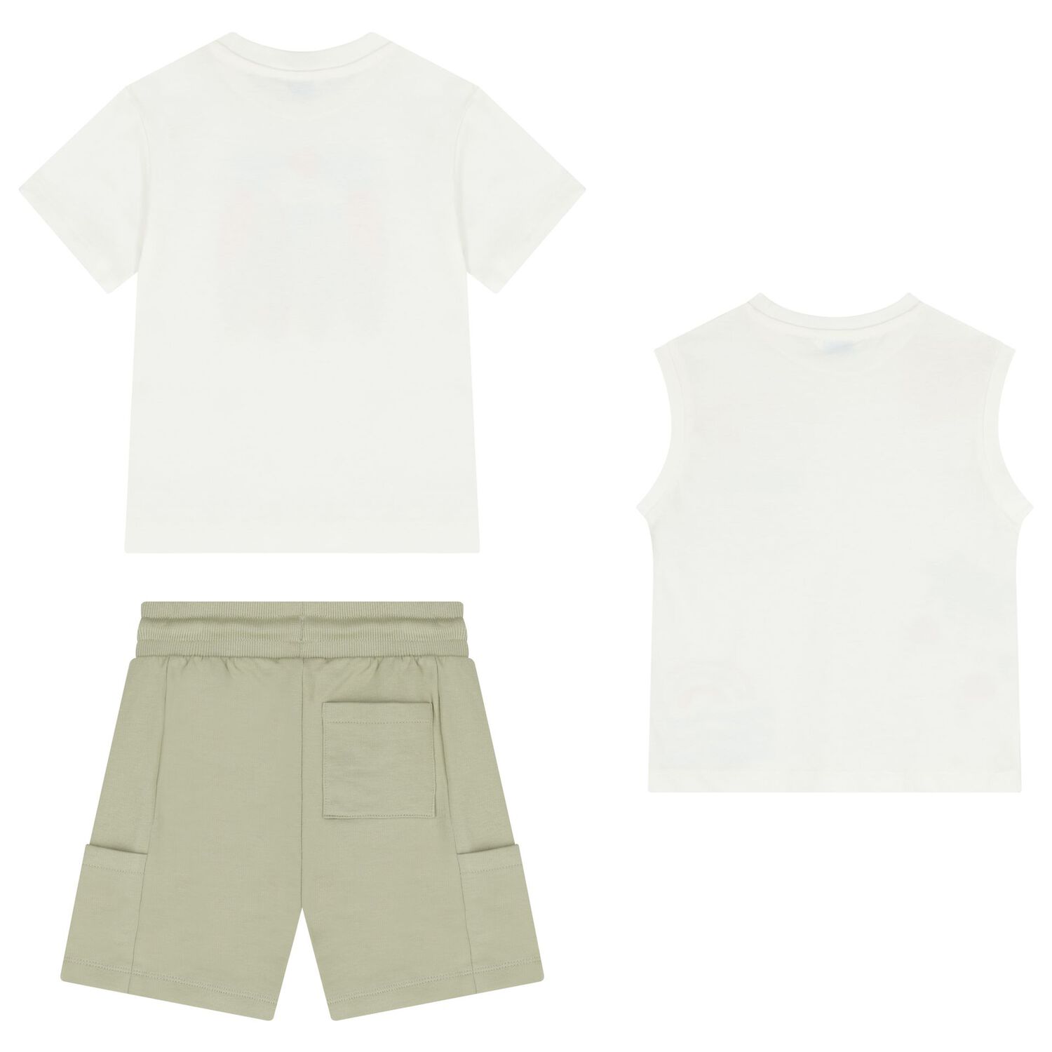 طقم شورت لركوب الأمواج للأولاد باللونين الأبيض والأخضر, 1, hi-res