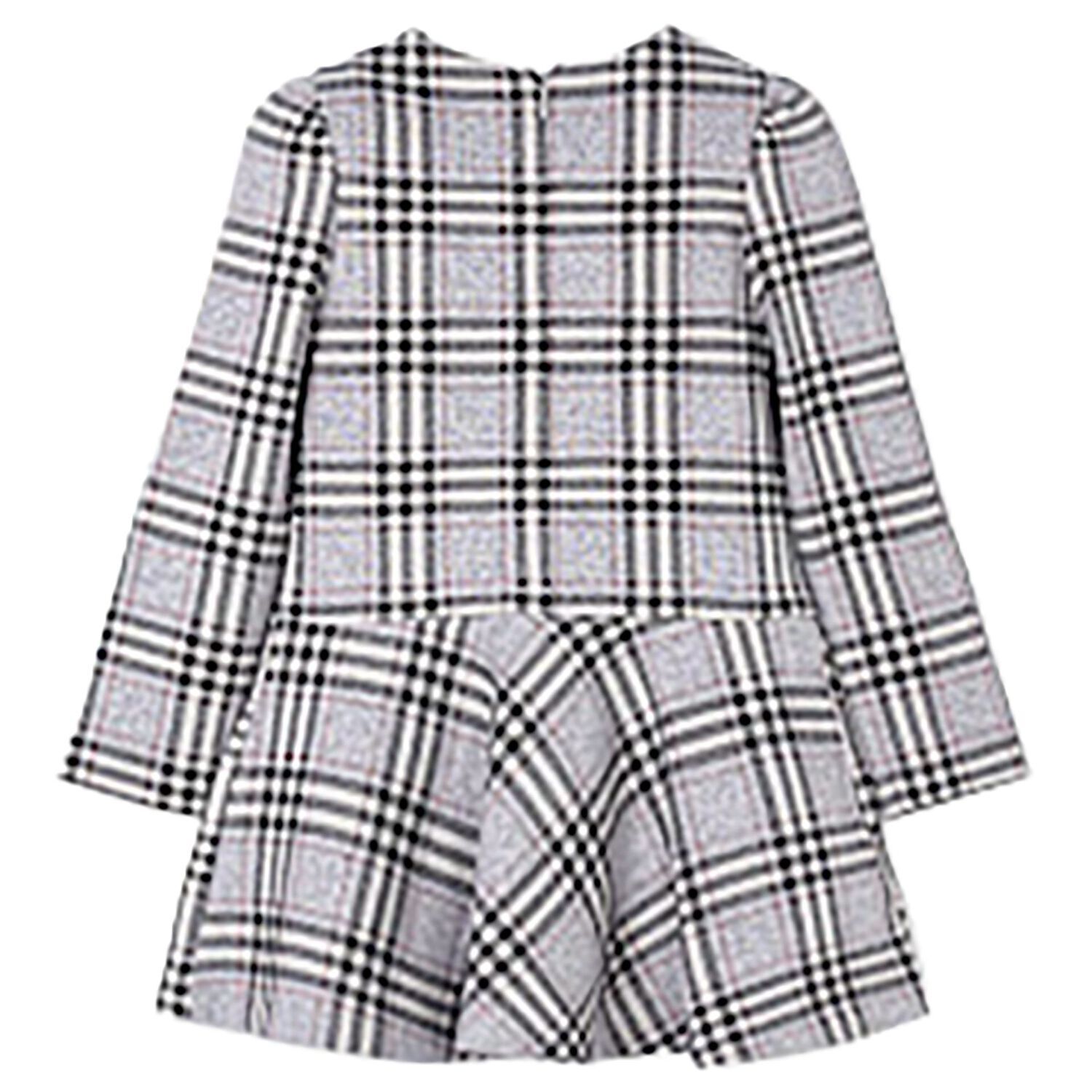 Girls Grey & Red Check Dress, 1, hi-res