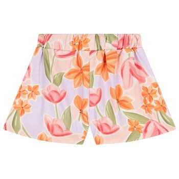 Girls Pink & Orange Floral Shorts