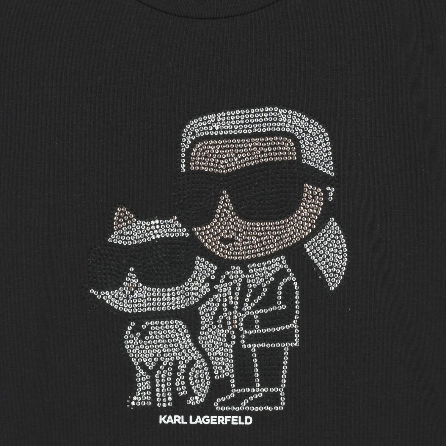 توب بأكمام طويلة بالشعار باللون الأسود للبنات  , 1, hi-res