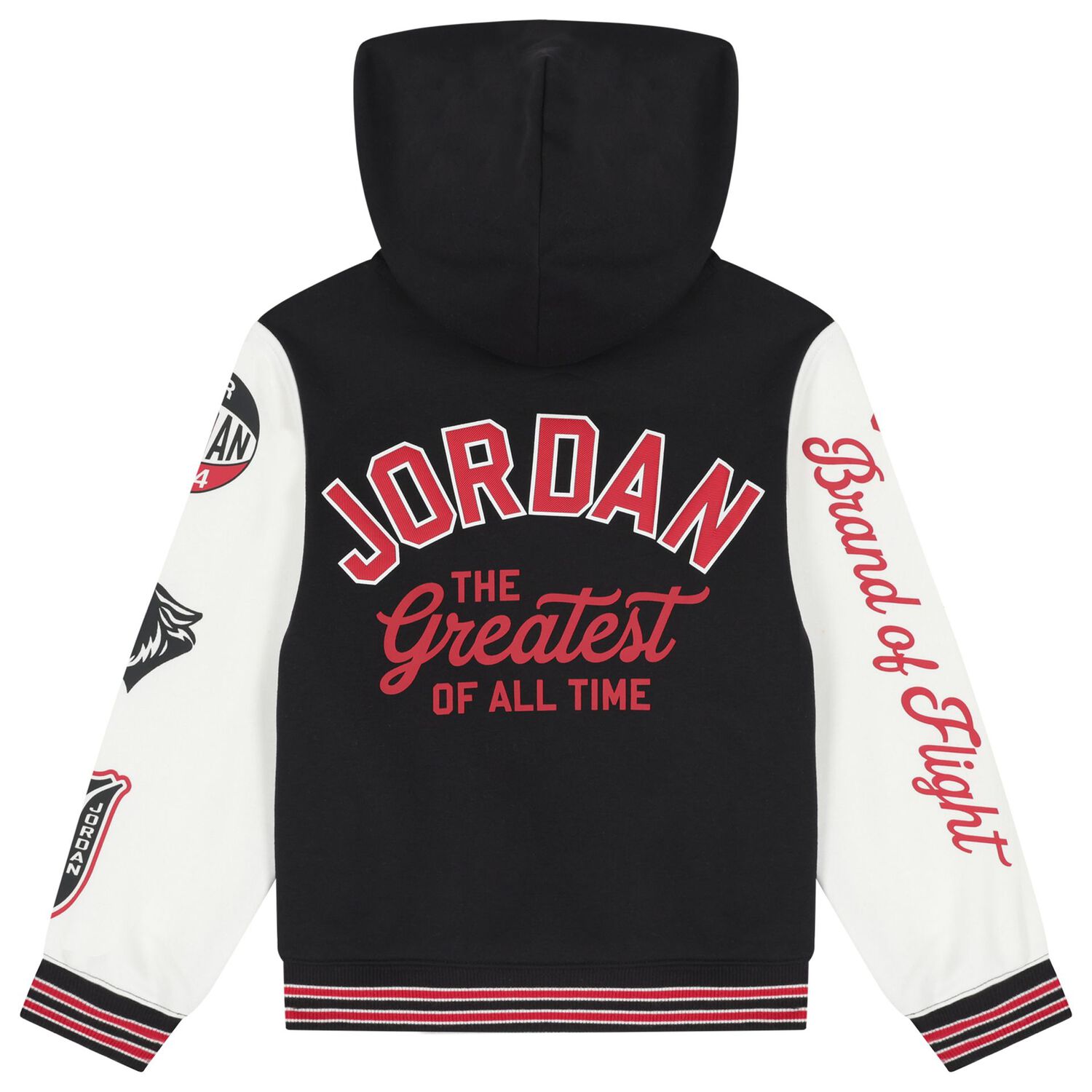 Boys Black & White Jordan Hooded Top, 1, hi-res