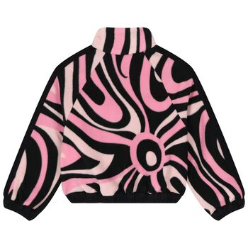 Girls Pink & Black Vortice Zip Up Top 
