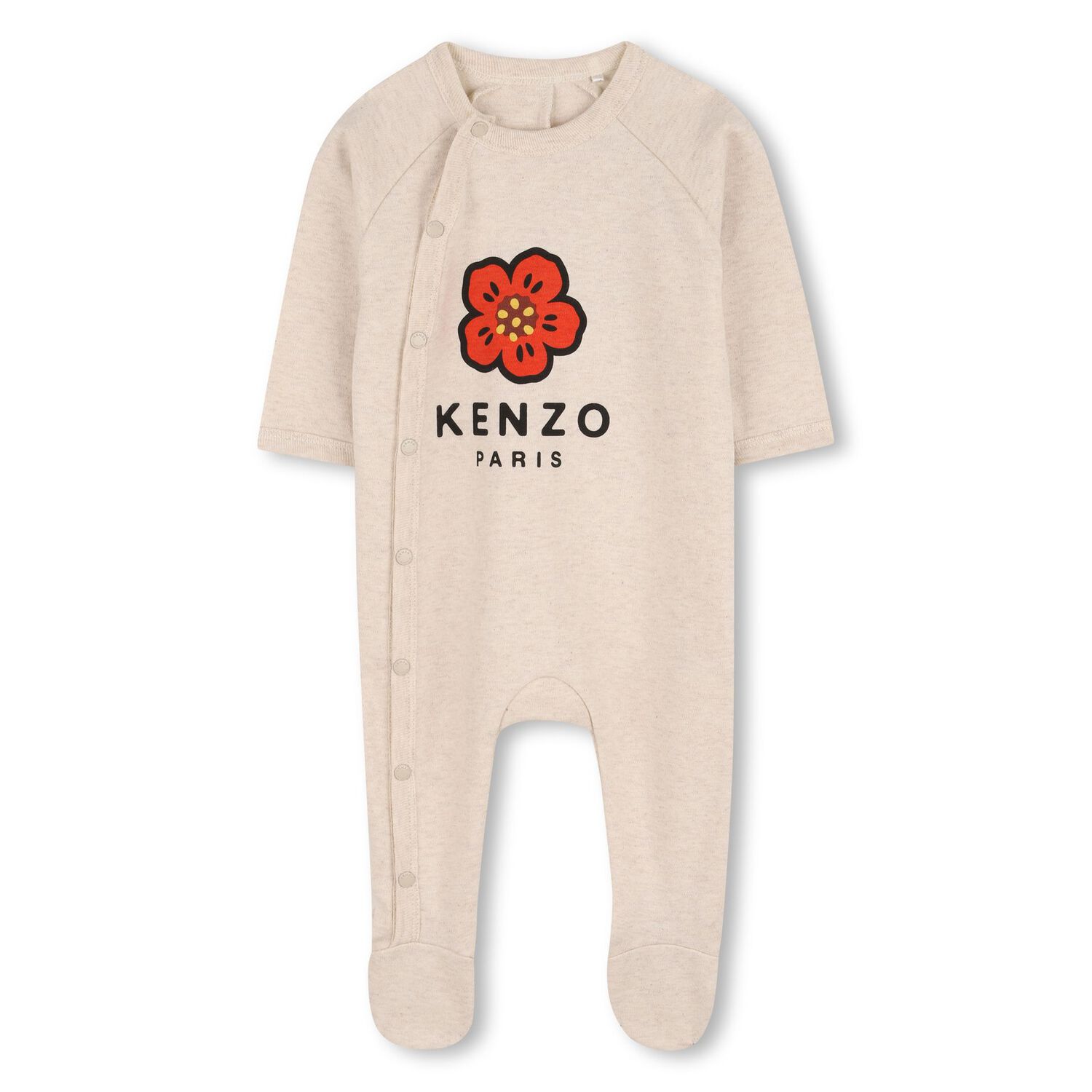 طقم ملابس اطفال مزين بالزهور باللونين البيج و الوردي (قطعتين), 1, hi-res