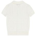 Boys Ivory Logo Knit Polo Shirt , 1, hi-res