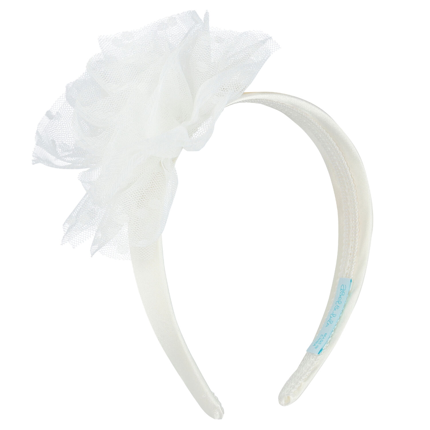 Girls White Tulle Flower Headband, 4, hi-res image number null