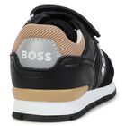 Younger Boys Black & Beige Logo Trainers, 1, hi-res