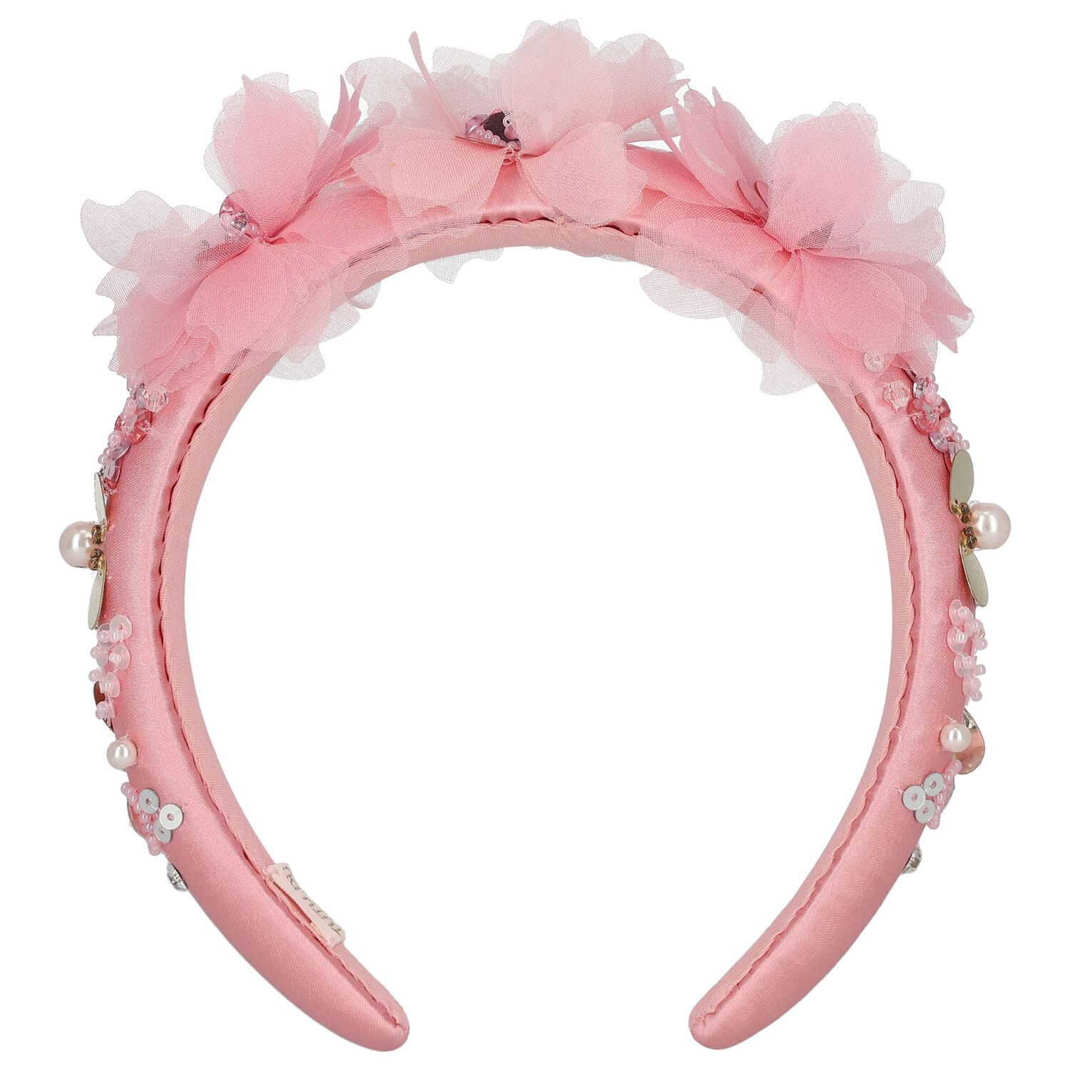Girls Pink Flower Sequin Headband, 1, hi-res