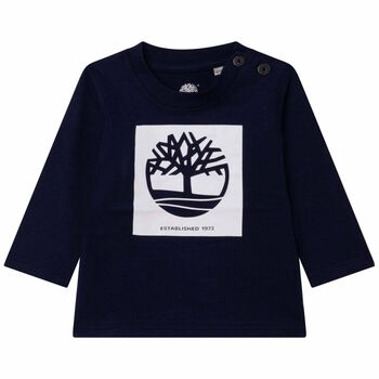 Younger Boys Navy Logo Top