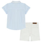 Younger Boys Blue & White Shorts Set, 1, hi-res