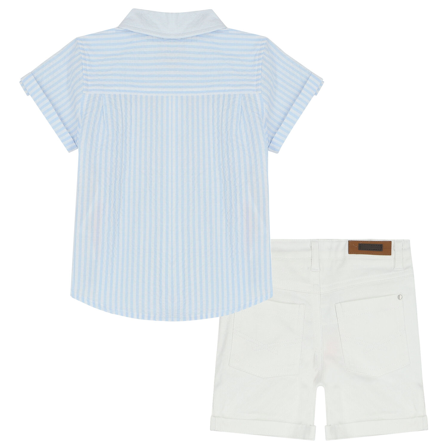 Younger Boys Blue & White Shorts Set, 1, hi-res