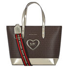 حقيبة كتف بالشعار باللون البنى للبنات, 1, hi-res