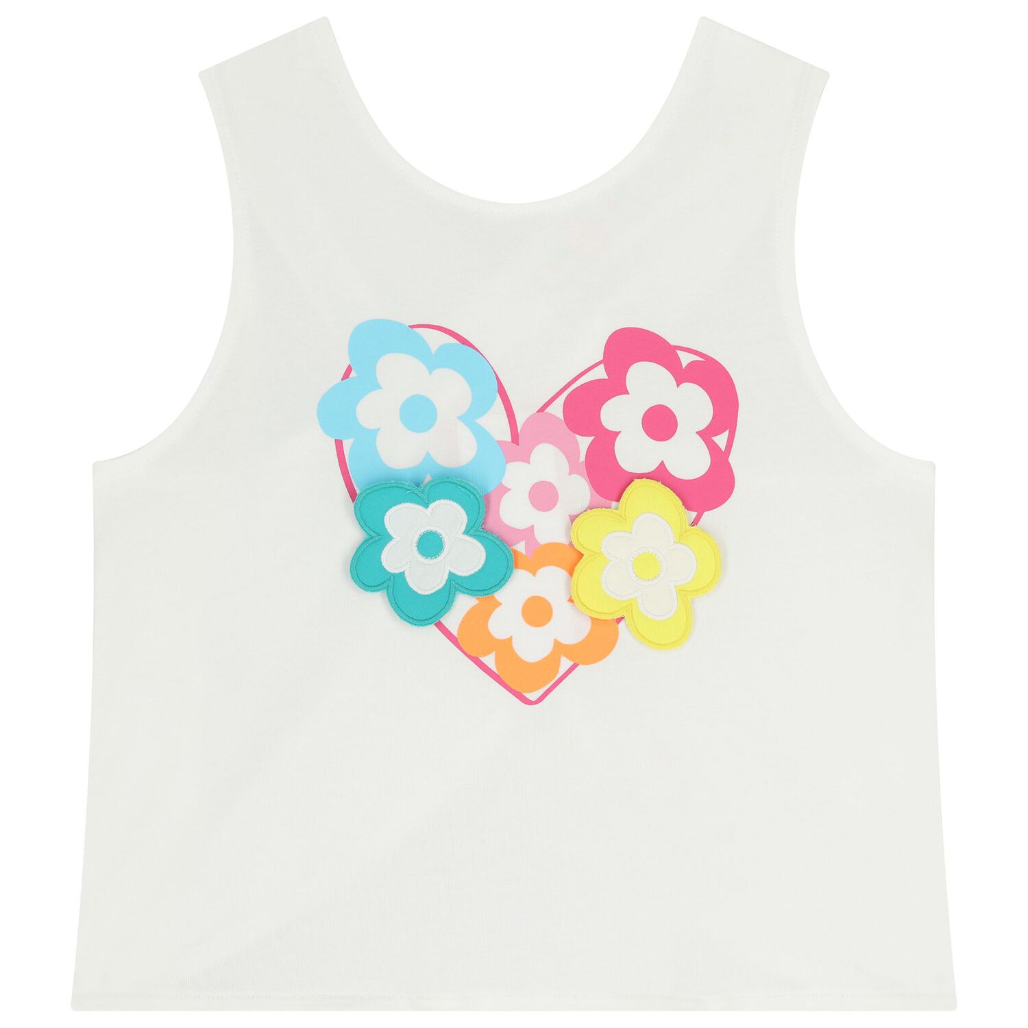 طقم شورت باللون الابيض  مزين بالزهور للبنات, 1, hi-res