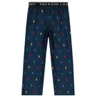 Boys Navy Logo Pyjama Trousers, 1, hi-res