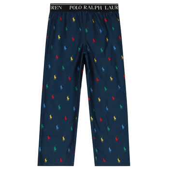 Boys Navy Blue Logo Pyjama Trousers