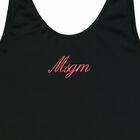 طقم سباحة بالشعار باللون الاسود للبنات, 1, hi-res