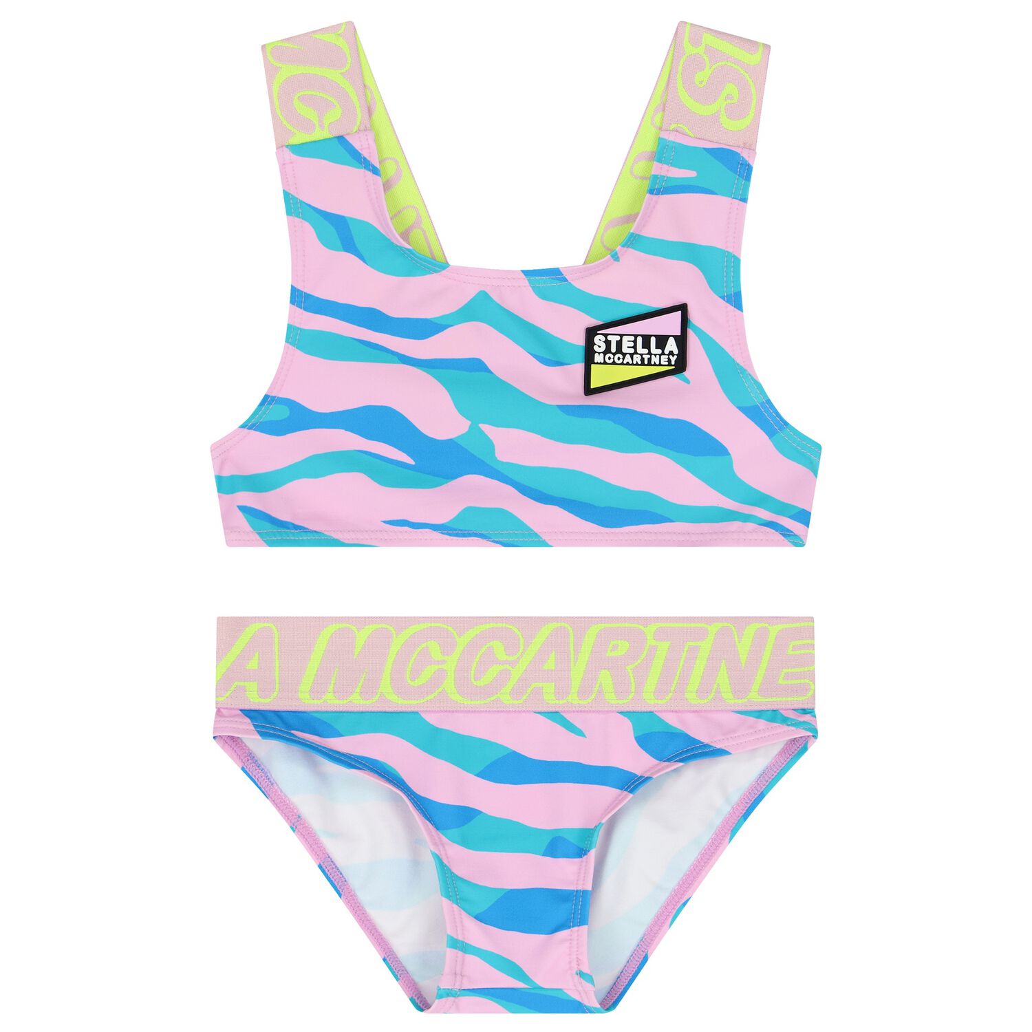 Girls Blue & Pink Logo Bikini, 1, hi-res image number null