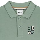 Younger Boys Green Logo Polo Shirt, 1, hi-res