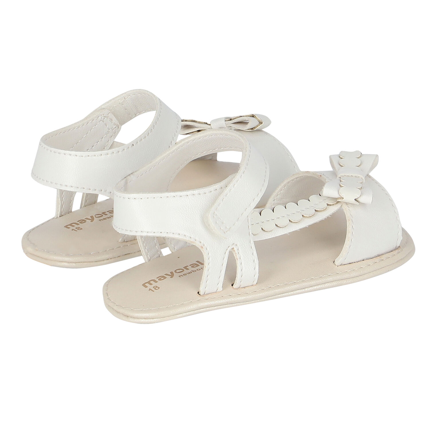 Baby Girls White Sandals, 1, hi-res