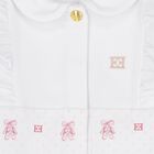 Baby Girls White & Pink Logo Babygrow, 1, hi-res