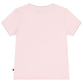 تيشيرت بنات بالشعار بشكل حقيبه باللون الوردى 