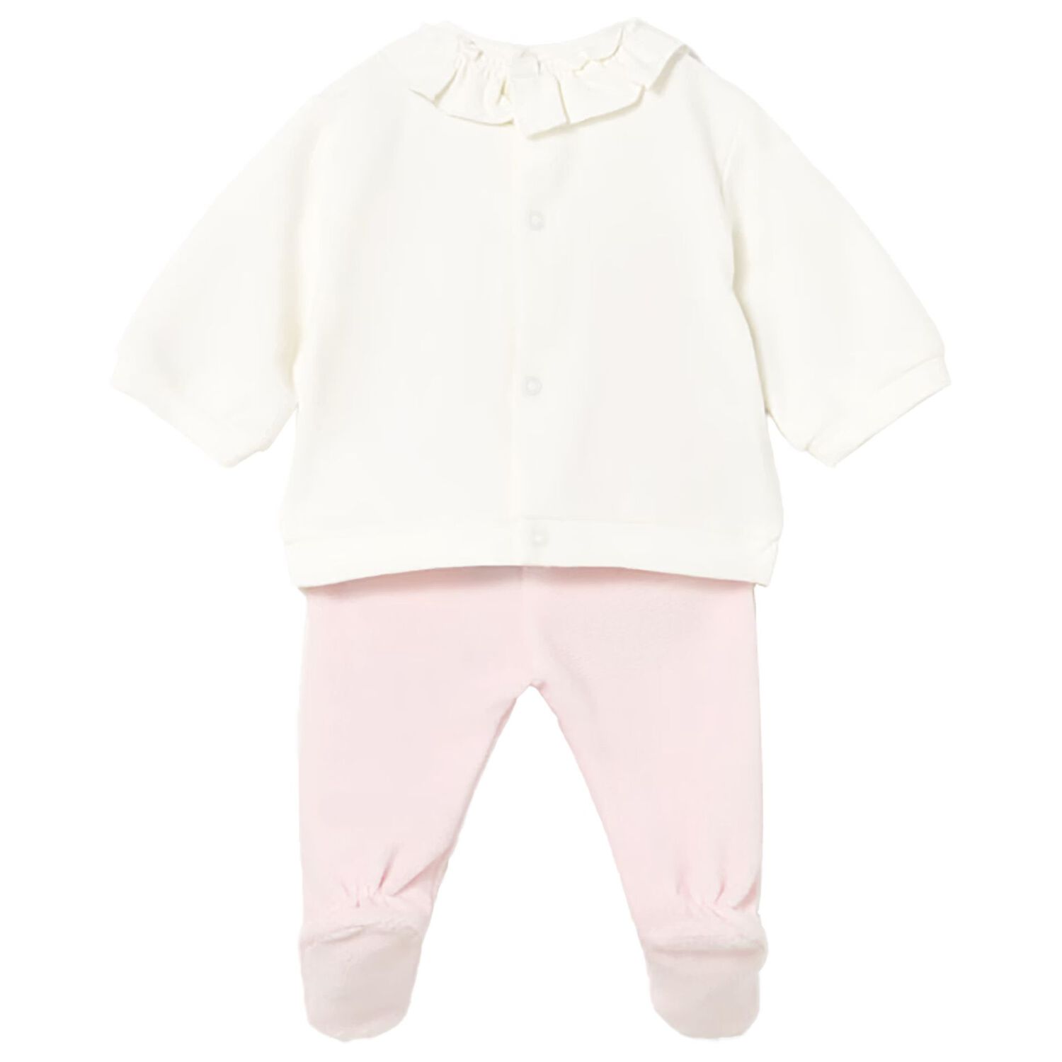 Baby Girls Ivory & Pink 2 Piece Babygrow, 1, hi-res