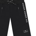 Boys Black Logo Shorts, 1, hi-res