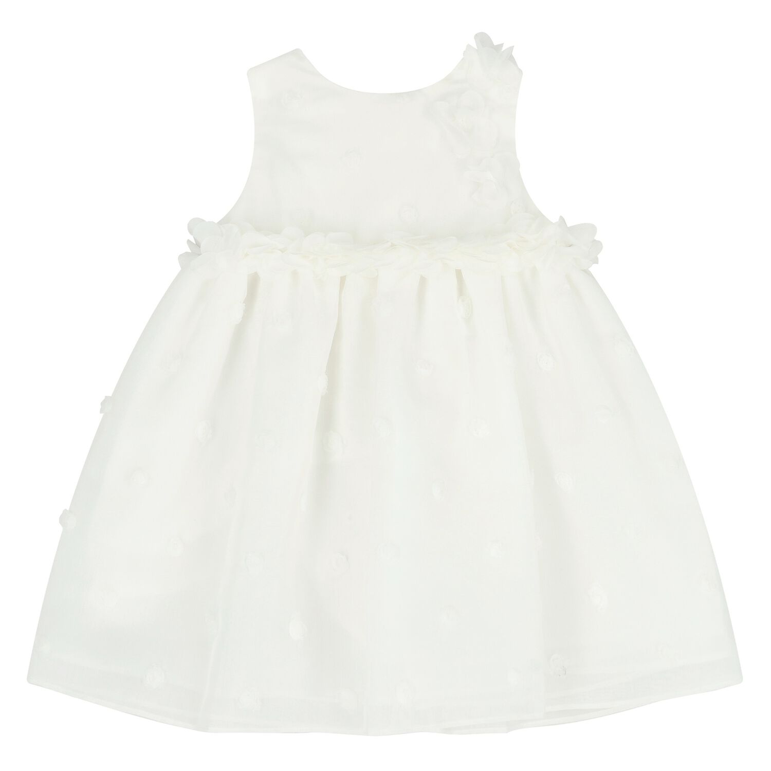 Younger Girls White Flower Dress, 1, hi-res