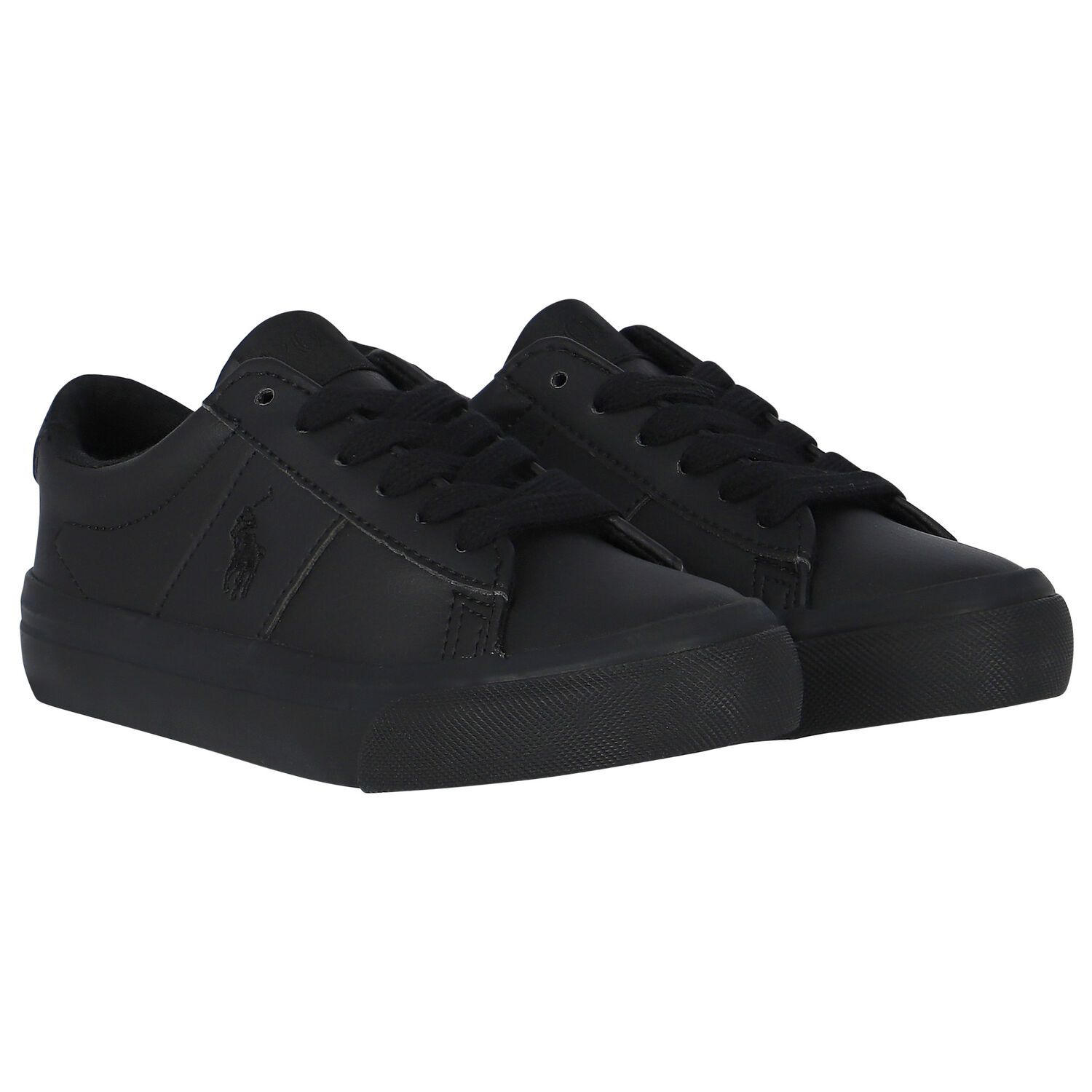 Boys Black Logo Trainers, 1, hi-res