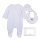 Baby Boys Blue & White Logo Babygrow Gift Set, 2, hi-res