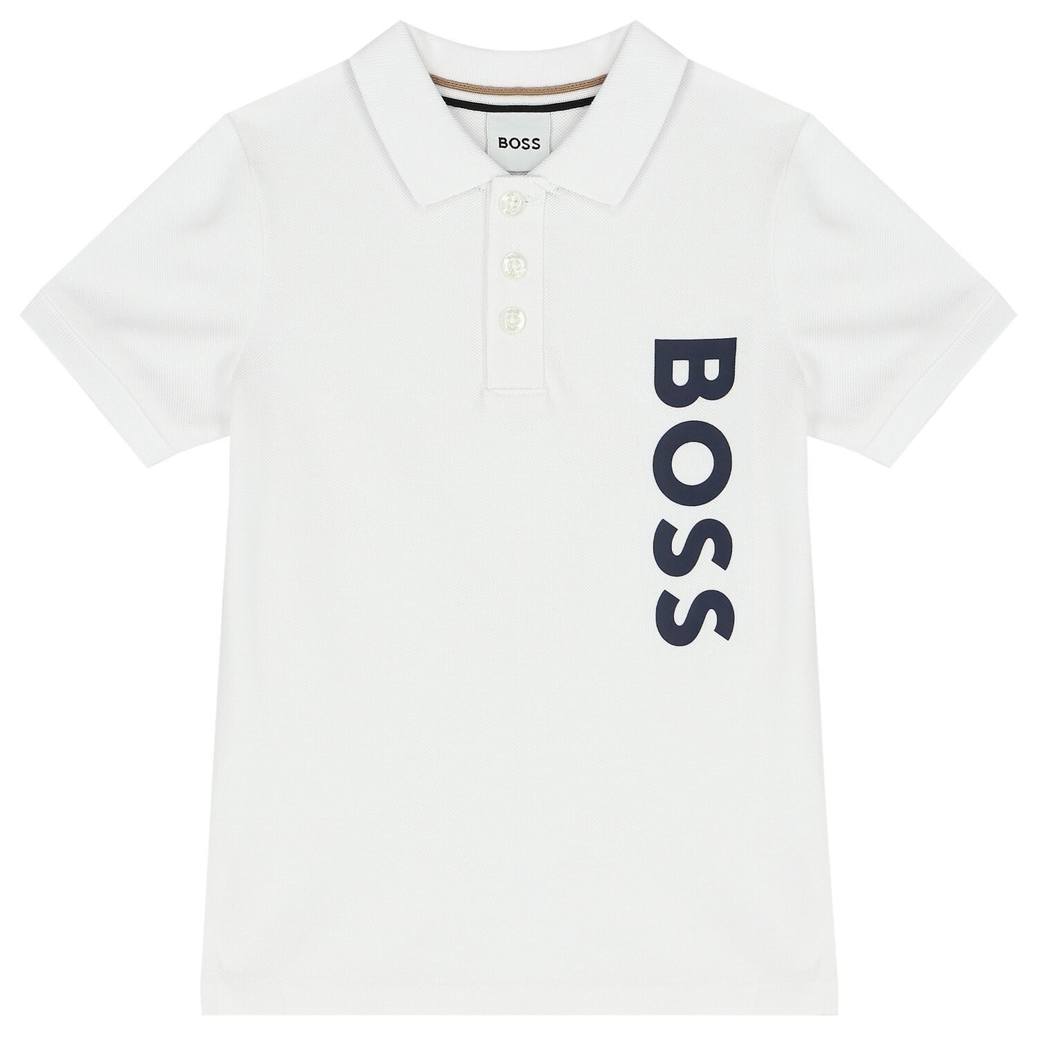 Younger Boys White Logo Polo Shirt, 1, hi-res image number null