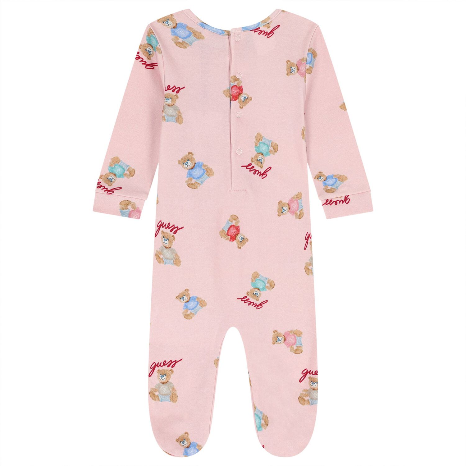 Baby Girls Pink Logo Teddy Bear Babygrow, 2, hi-res