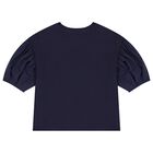 Girls Navy Blue Logo Flower T-Shirt, 2, hi-res