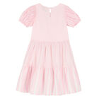 Girls Pink & White Striped Logo Dress, 2, hi-res