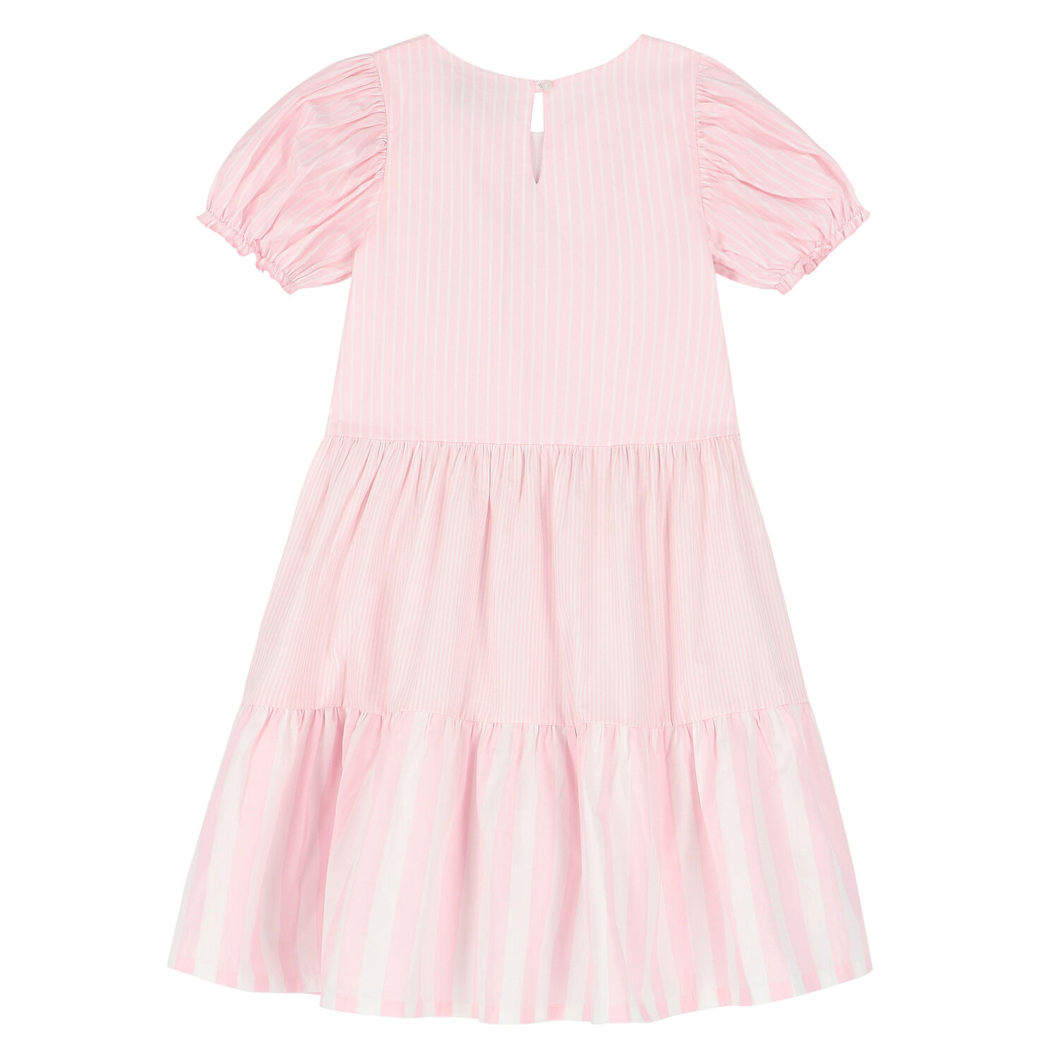 Girls Pink & White Striped Logo Dress, 2, hi-res