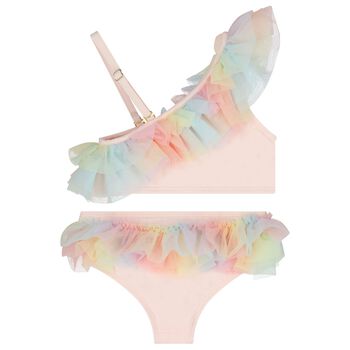 بكينى للبنات من التول باللون الوردى 