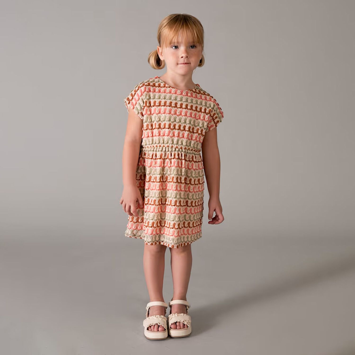Girls Multi-Coloured Knitted Dress, 1, hi-res