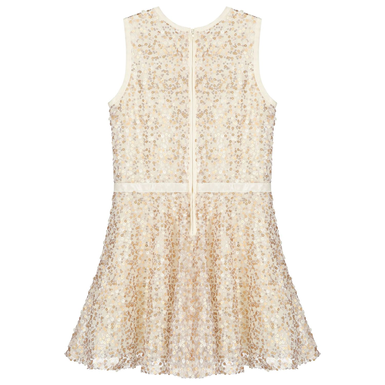 فستان بنات بالترتر باللون العاجي والذهبي, 1, hi-res image number null