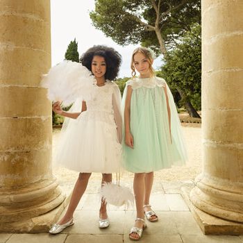 Girls Green Sequin Tulle Dress