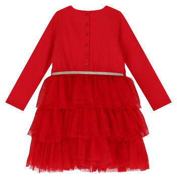 Girls Red Tiered Tulle Dress