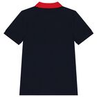 Boys Red & Navy Colourblock Cotton Polo Shirt, 1, hi-res