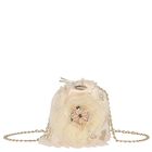 Girls Pink Feathered Floral Handbag, 1, hi-res