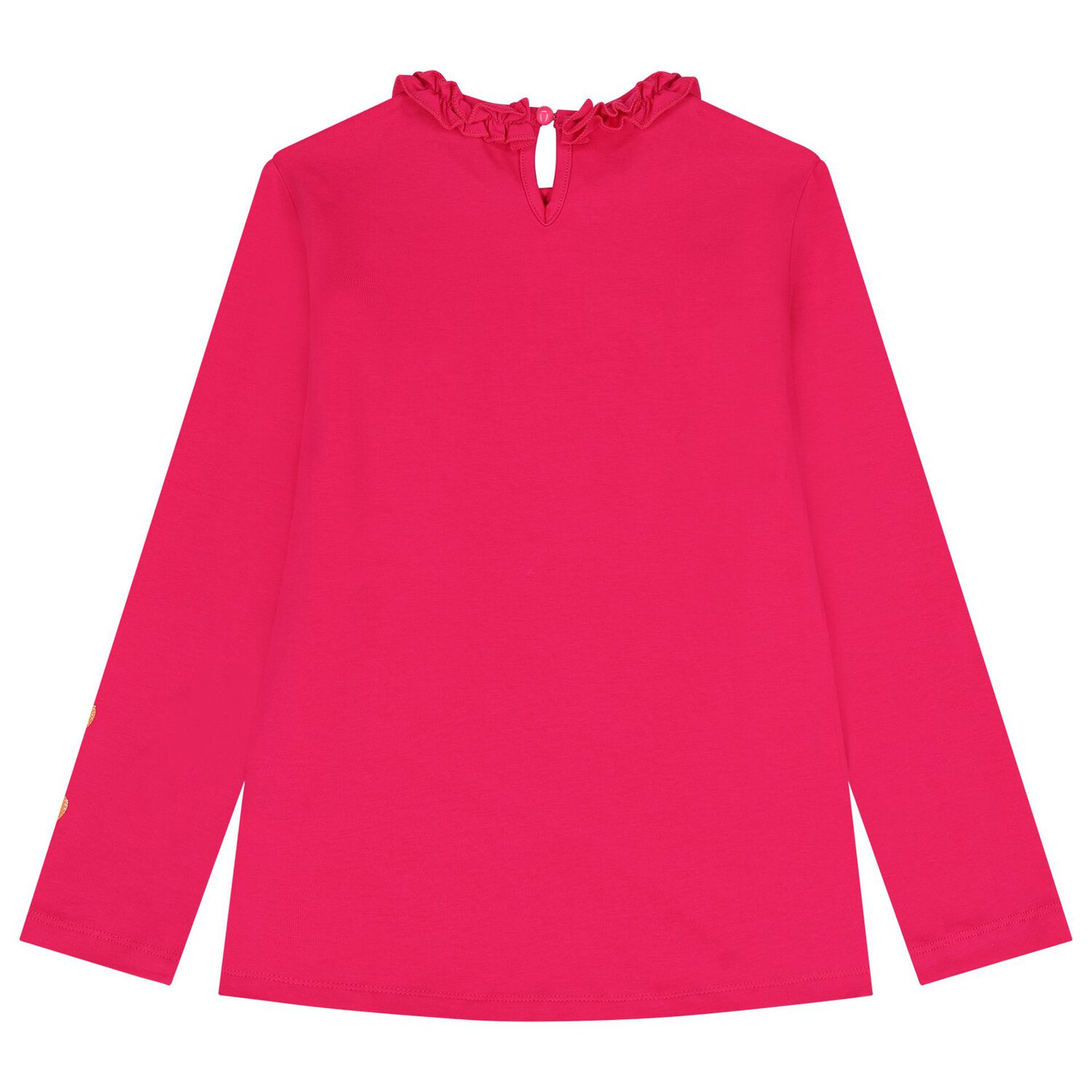 توب بطبعة قلوب لامعة  بأكمام طويلة  باللون الوردي للفتيات, 1, hi-res