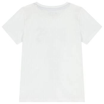 Boys White Teddy Bear Logo T-Shirt